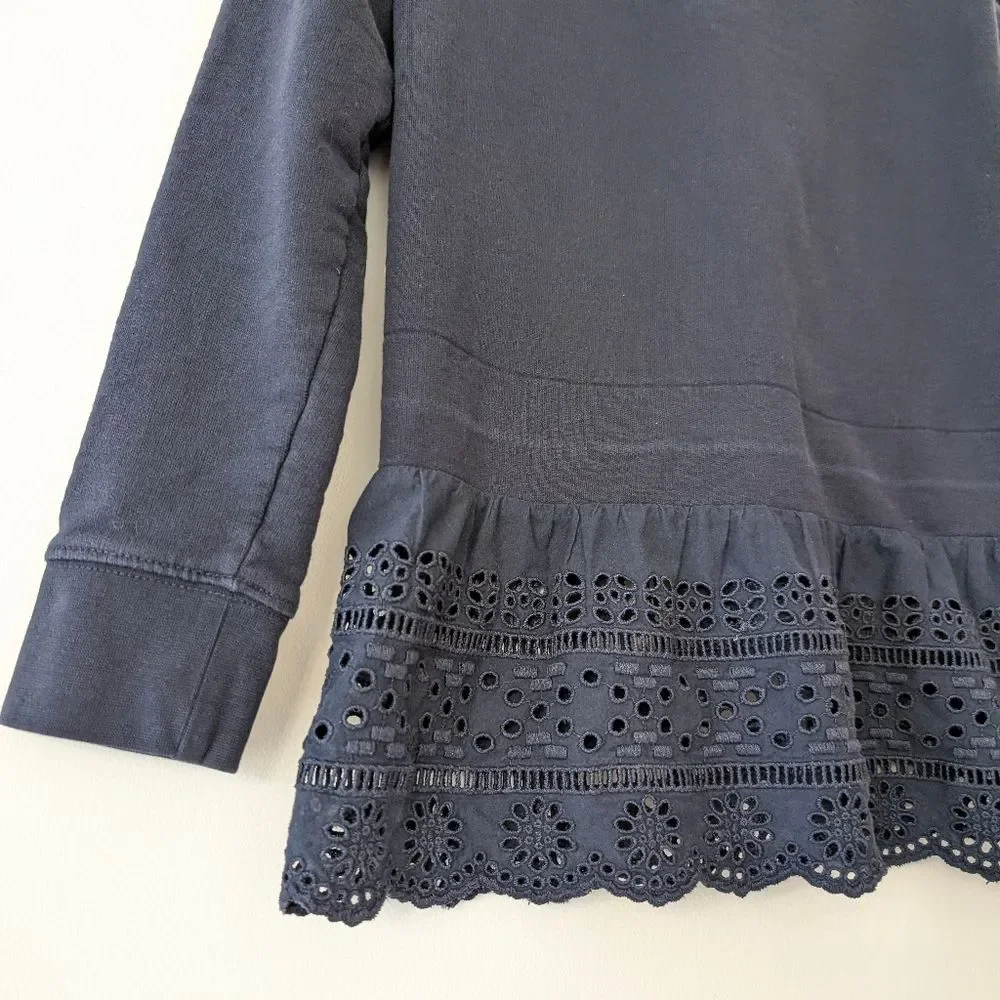 J. Crew Eyelet-Hem Sweatshirt Navy size XS